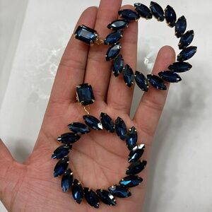 Elegant Blue and Gold Hoop Earrings